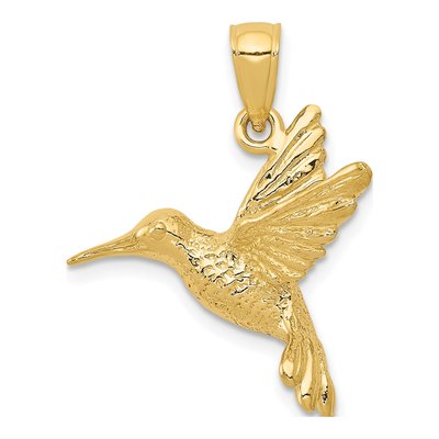 14K Yellow Gold Hummingbird Pendant