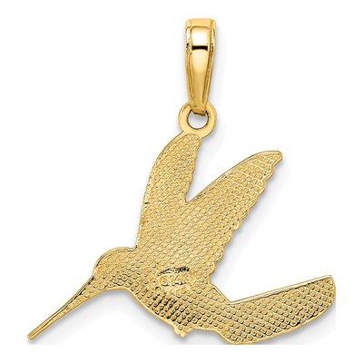 14K Yellow Gold Diamond-Cut Hummingbird Pendant – view 4