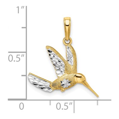 14K Yellow Gold Diamond-Cut Hummingbird Pendant – view 5