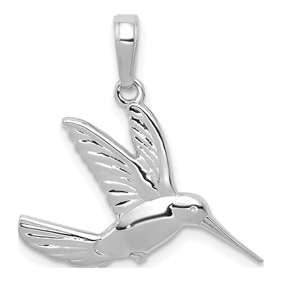14K White Gold Hummingbird Pendant