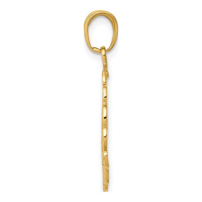 14K Yellow Gold Hummingbird Flower Pendant – view 3