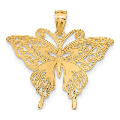 14K Yellow Gold Diamond-Cut Butterfly Pendant – view 4