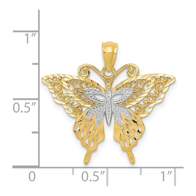 14K Yellow Gold Diamond-Cut Butterfly Pendant – view 5