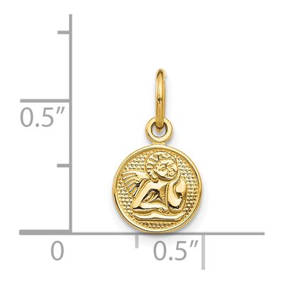 14K Yellow Gold Small Angel Round Charm – view 5