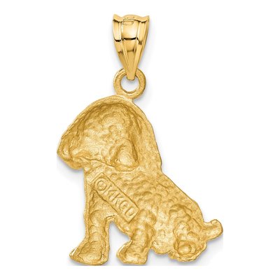 14K Yellow Gold Diamond-Cut Dog Pendant – view 4