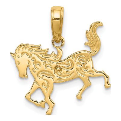 14K Yellow Gold Horse Pendant