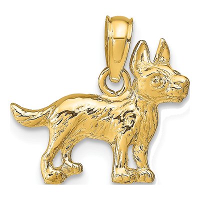 14K Yellow Gold Terrier Dog Pendant