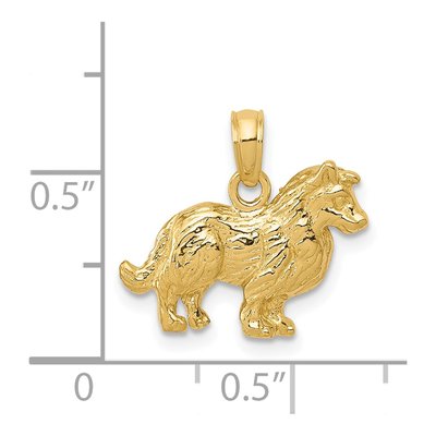 14K Yellow Gold Collie Dog Pendant – view 5
