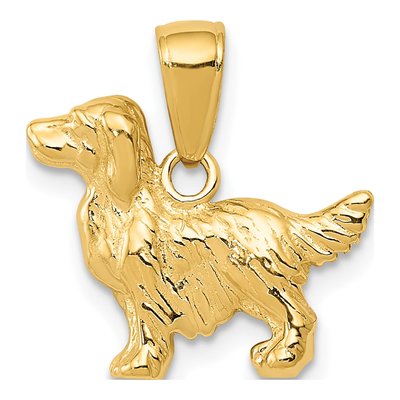 14K Yellow Gold Springer Spaniel Dog Pendant