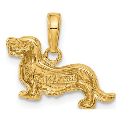 14K Yellow Gold Dachshund Dog Pendant – view 4