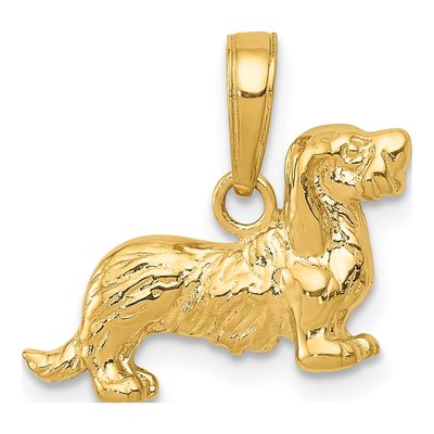 14K Yellow Gold Dachshund Dog Pendant