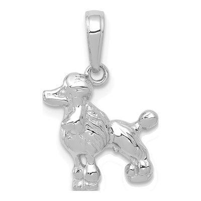 14K White Gold Poodle Dog Pendant