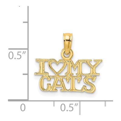 14K Yellow Gold I Heart My Cats Charm – view 5
