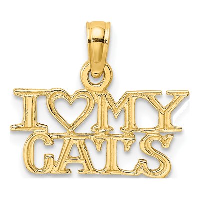 14K Yellow Gold I Heart My Cats Charm