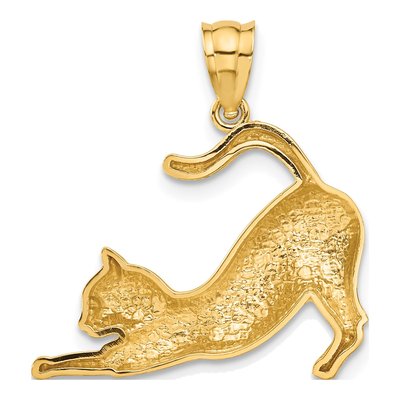 14K Yellow Gold Stretching Cat Pendant – view 4