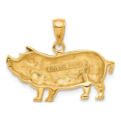 14K Yellow Gold Pot Belly Pig Pendant – view 4