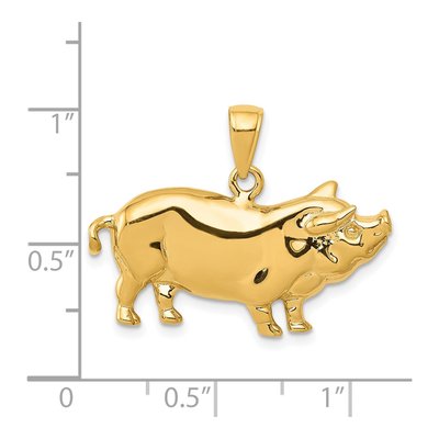 14K Yellow Gold Pot Belly Pig Pendant – view 5