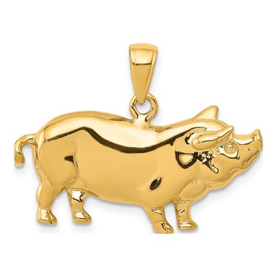 14K Yellow Gold Pot Belly Pig Pendant