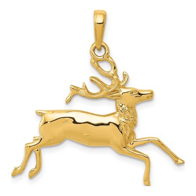14K Yellow Gold Running Deer Pendant