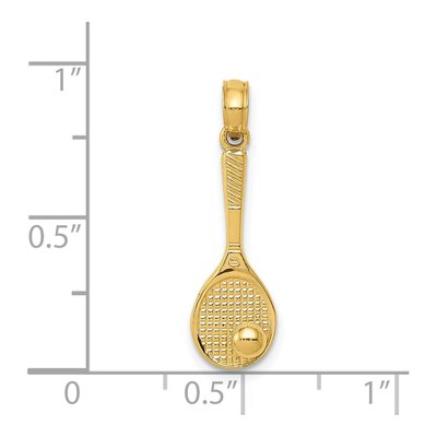 14K Yellow Gold Tennis Racquet Ball Charm – view 5