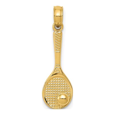 14K Yellow Gold Tennis Racquet Ball Charm