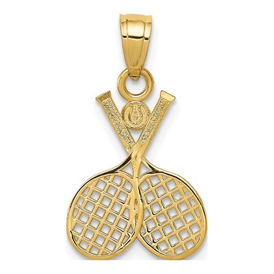 14K Yellow Gold Double Tennis Racquet Charm