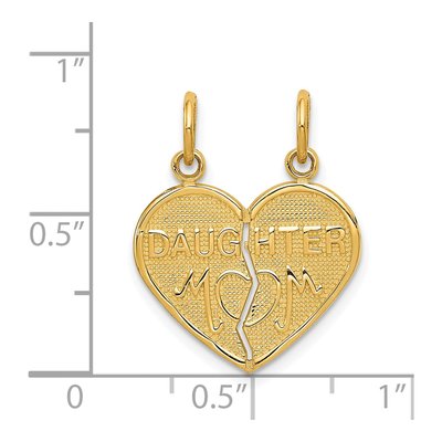 14K Yellow Gold Mom-Daughter Break-Apart Heart Charm – view 5