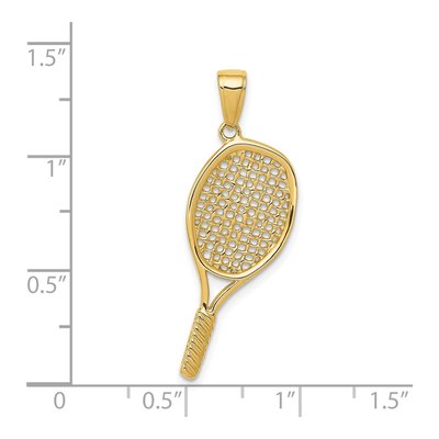 14K Yellow Gold 3-D Tennis Racquet Pendant – view 5