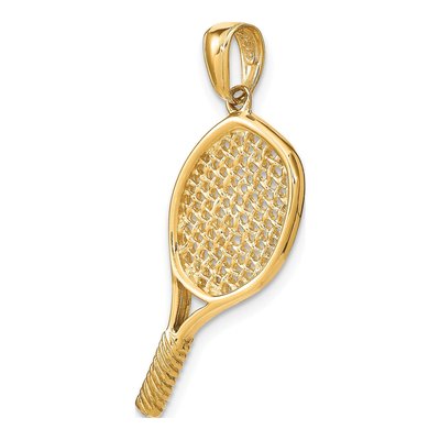 14K Yellow Gold 3-D Tennis Racquet Pendant – view 6