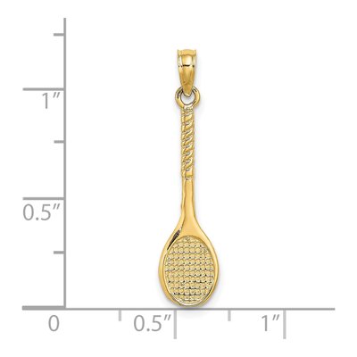 14K Yellow Gold 3D Tennis Racquet Charm – view 4