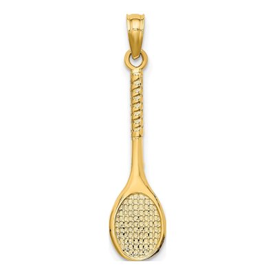 14K Yellow Gold 3D Tennis Racquet Charm – view 5