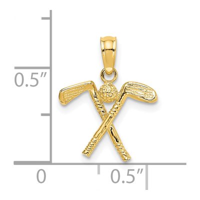 14K Yellow Gold Golf Clubs Ball Pendant – view 4