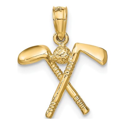 14K Yellow Gold Golf Clubs Ball Pendant – view 5