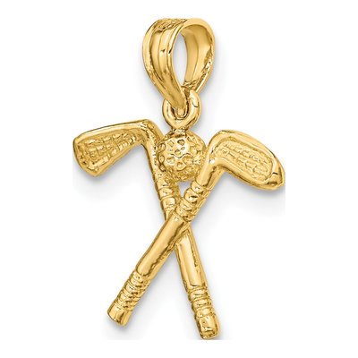 14K Yellow Gold Golf Clubs Ball Pendant – view 6