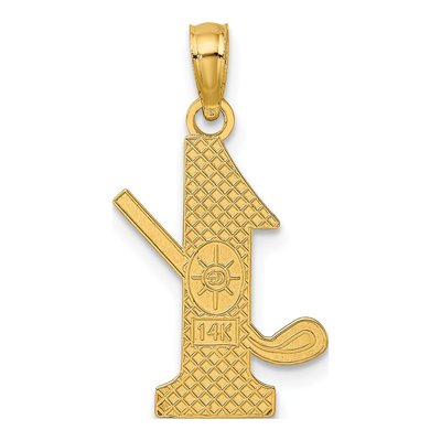 14K Yellow Gold Golf Club Ball Number 1 Pendant – view 5