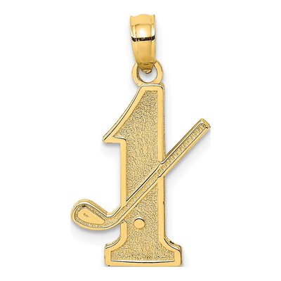 14K Yellow Gold Golf Club Ball Number 1 Pendant