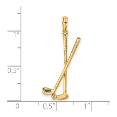 14K Yellow Gold Golf Clubs Ball Pendant – view 4