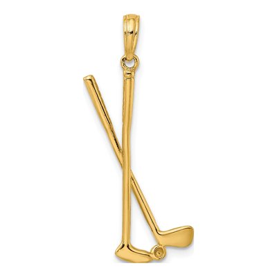 14K Yellow Gold Golf Clubs Ball Pendant – view 5