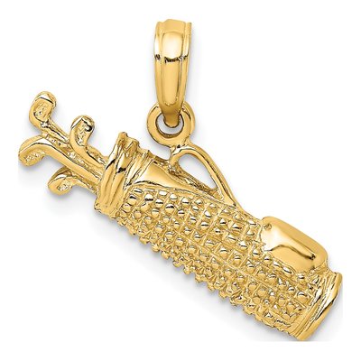 14K Yellow Gold Golf Bag Pendant