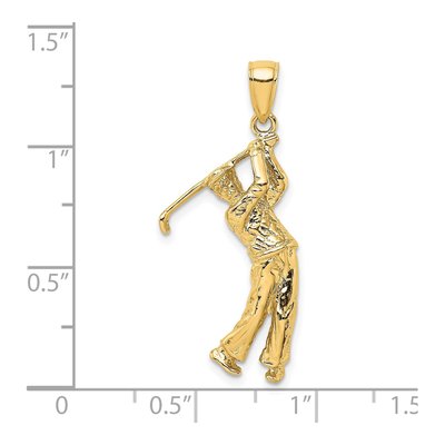 14K Yellow Gold 3D Golfer Swing Charm – view 4