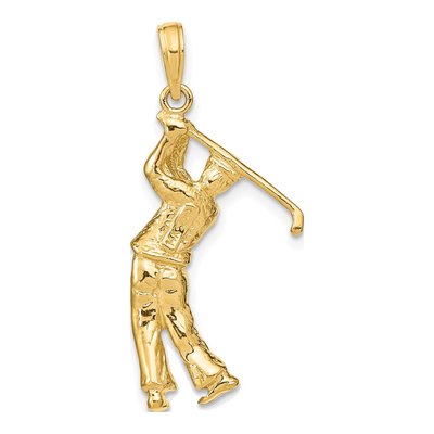 14K Yellow Gold 3D Golfer Swing Charm – view 5