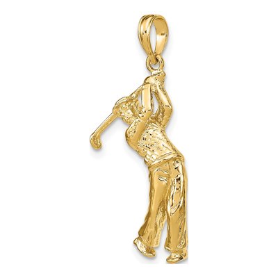 14K Yellow Gold 3D Golfer Swing Charm – view 6
