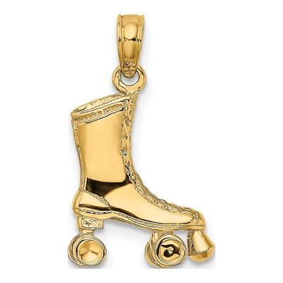 14K Yellow Gold 3-D Roller Skate Charm – view 4