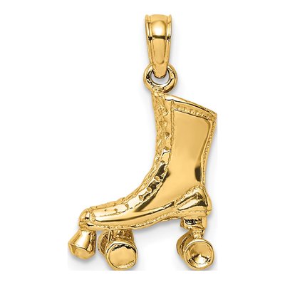 14K Yellow Gold 3-D Roller Skate Charm