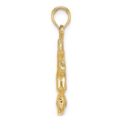 14K Yellow Gold 3-D Cheerleader Pendant – view 3