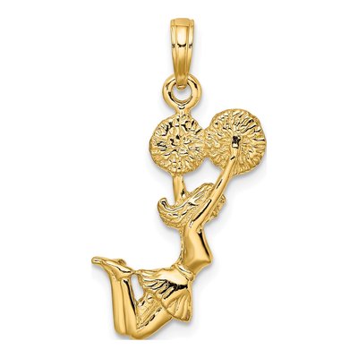 14K Yellow Gold 3-D Cheerleader Pendant – view 4