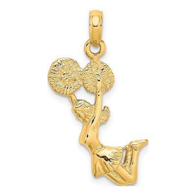 14K Yellow Gold 3-D Cheerleader Pendant