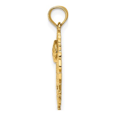 14K Yellow Gold Volleyball Leaf Circle Charm – view 3