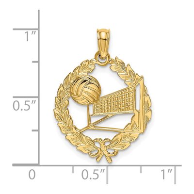 14K Yellow Gold Volleyball Leaf Circle Charm – view 4