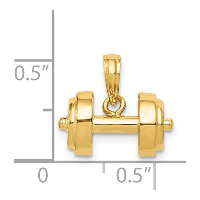 14K Yellow Gold 3-D Barbell Pendant – view 4